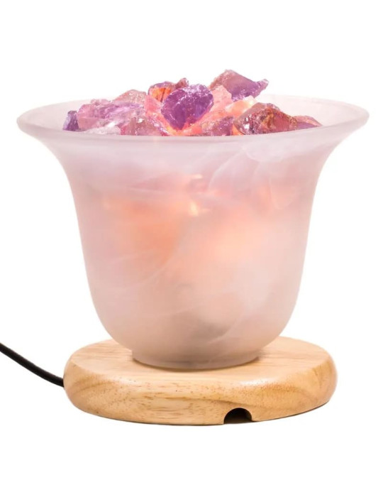 Soolalamp ametüsti kristallidega 19cm