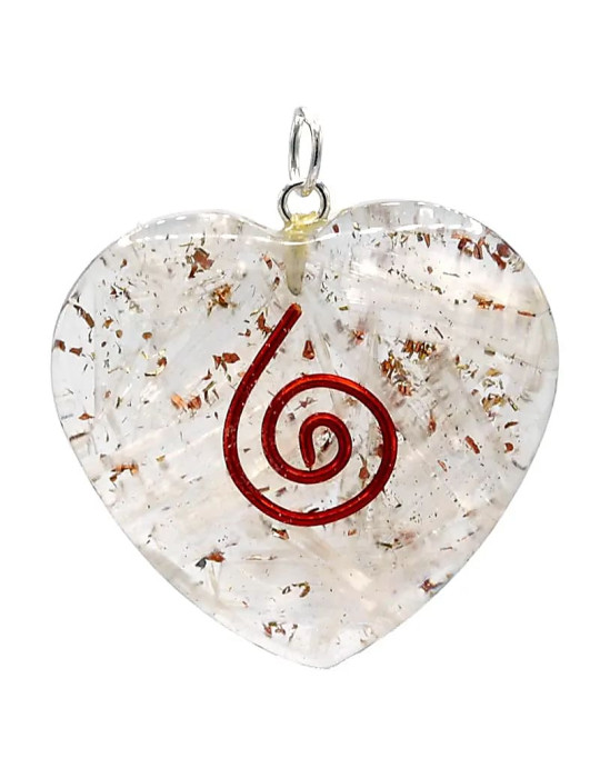 Selenite heart-shaped Orgon pendant 3.5 cm