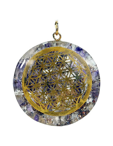 Orgon necklace with amethyst and rock crystal 4.0 cm