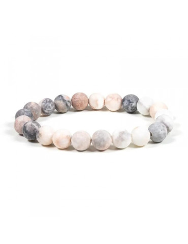 Mala elastic bracelet with pink zebra jasper