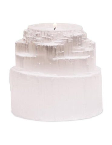 Selenite tealight base divine waterfall 8x8cm