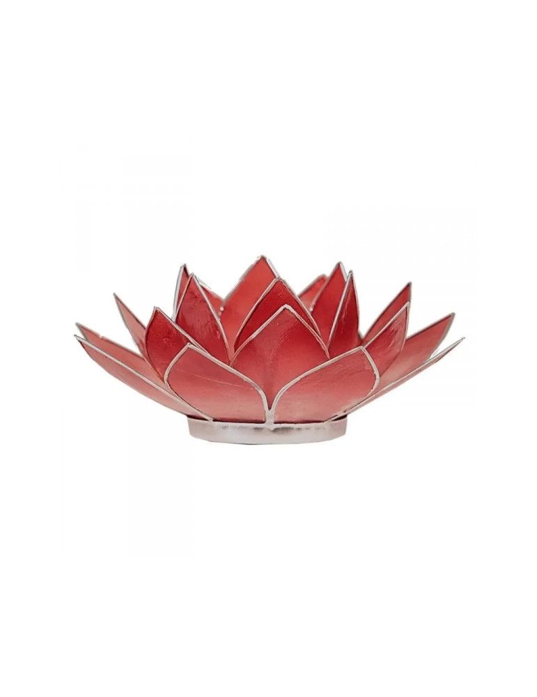 Tea candle holder in the shape of a lotus flower, light pink-red