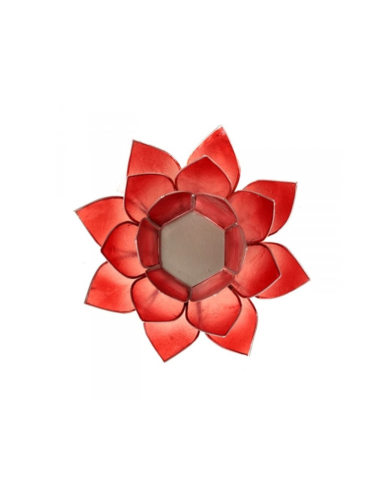 Tea candle holder in the shape of a lotus flower, light pink-red