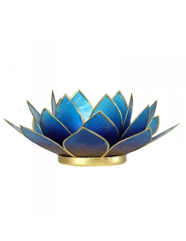 Tea candle base in the shape of a lotus flower, violet-blue