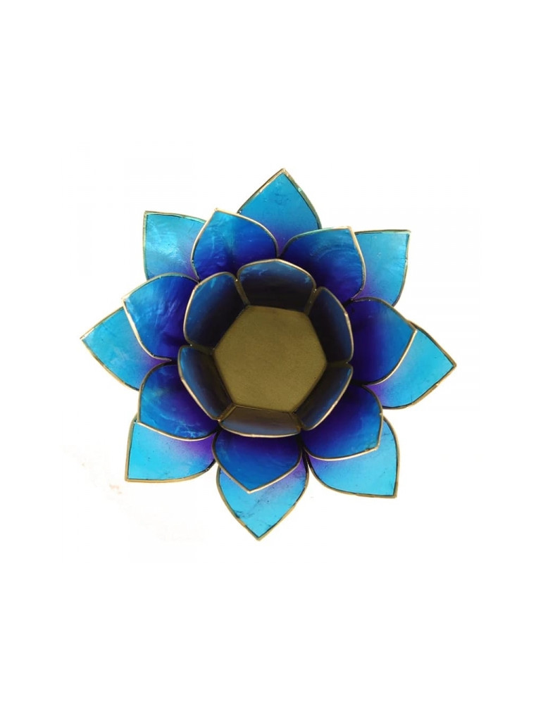 Lootoslille kujuline teeküünla alus violetne-sinine