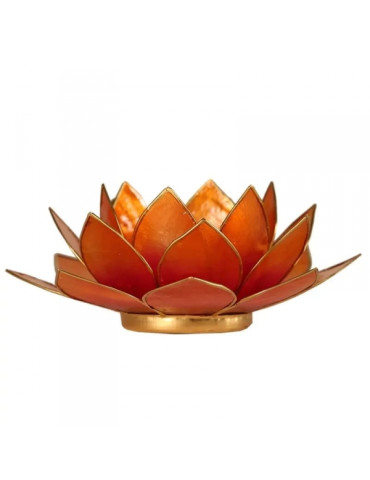 Tealight base in the shape of a lotus flower, orange