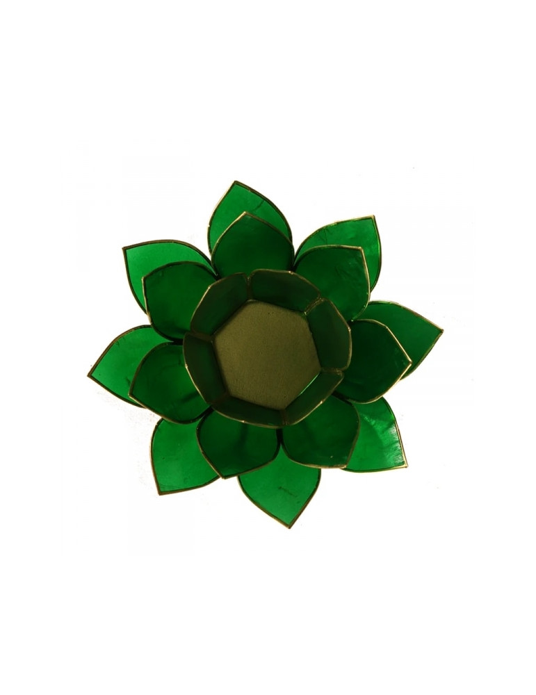 Tealight base in the shape of a lotus flower, green