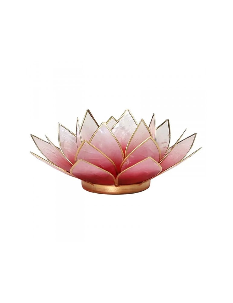 Red-pink tea candle base in the shape of a lotus flower