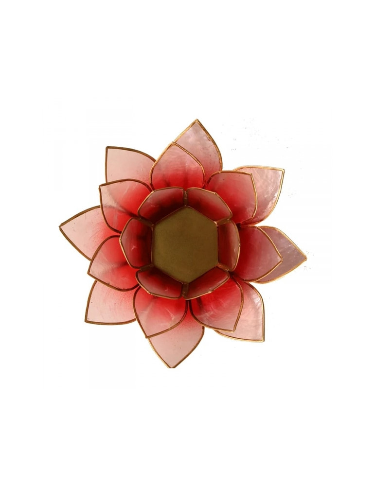 Red-pink tea candle base in the shape of a lotus flower