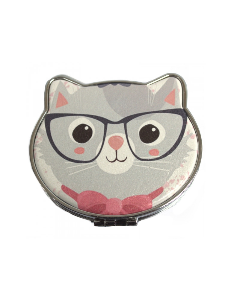 Pocket mirror Cat with black glasses frames