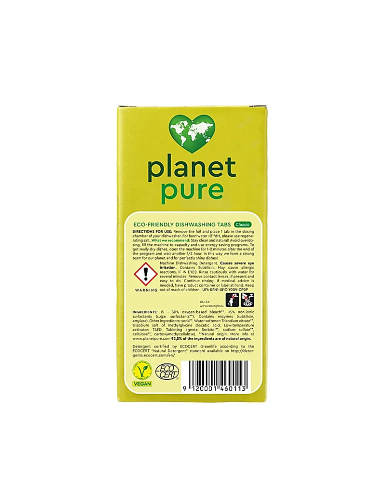 Planet Pure ökoloogilised nõudepesumasina tabletid 23tk. pakendis