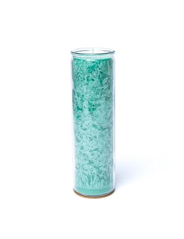 Yogi-Yogini a green stearin candle in a glass 21x6,5cm