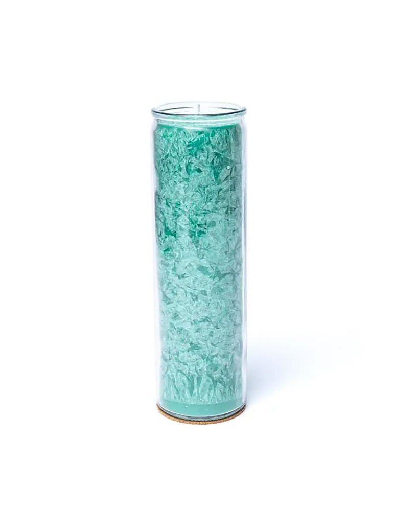 Yogi-Yogini a green stearin candle in a glass 21x6,5cm
