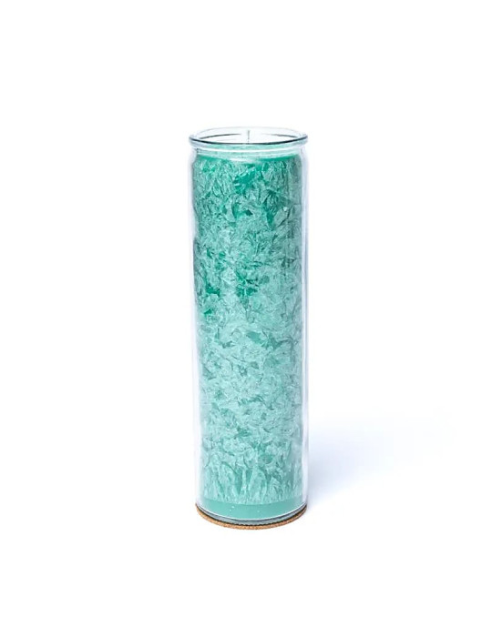 Yogi-Yogini a green stearin candle in a glass 21x6,5cm