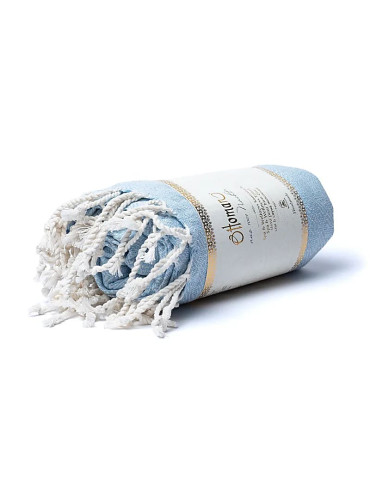 Hand-woven oriental bath or sauna towel blue 190x90cm 2