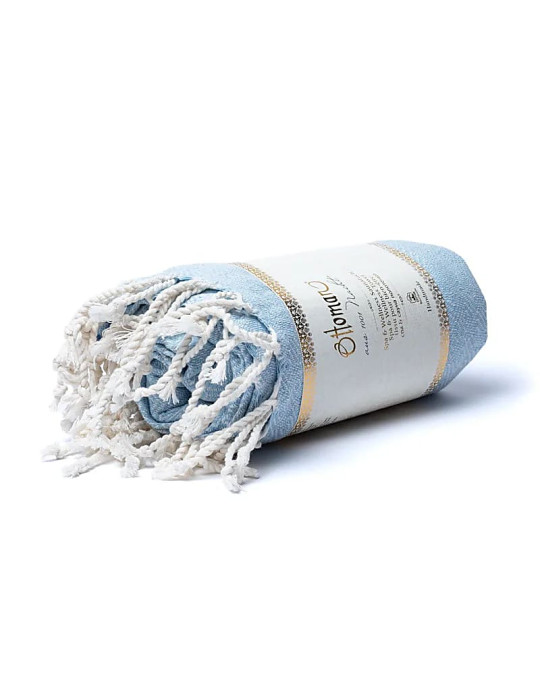 Käsitsi kootud idamaine vanni- või saunarätik sinine 190x90cm