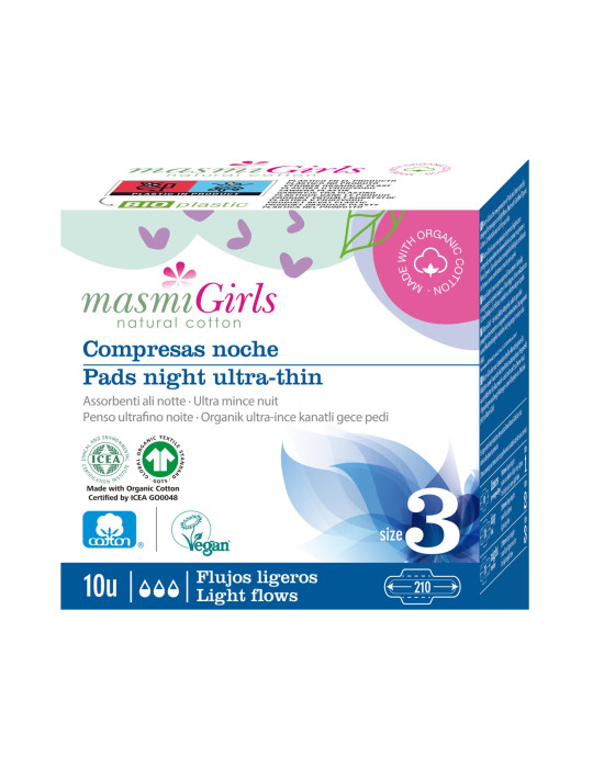 Masmi Sanitary napkins for teenagers, for night, 10 pieces
