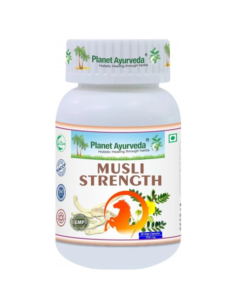Planet Ayurveda  Musli Strength - libiido, seksuaalne võimekus, energia - 500 mg, 60 kapslit