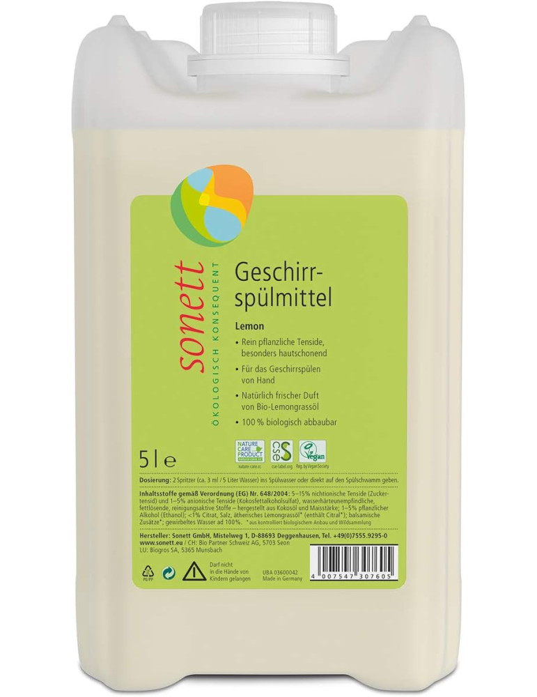 Sonett Dishwashing detergent with lemongrass oil 5l