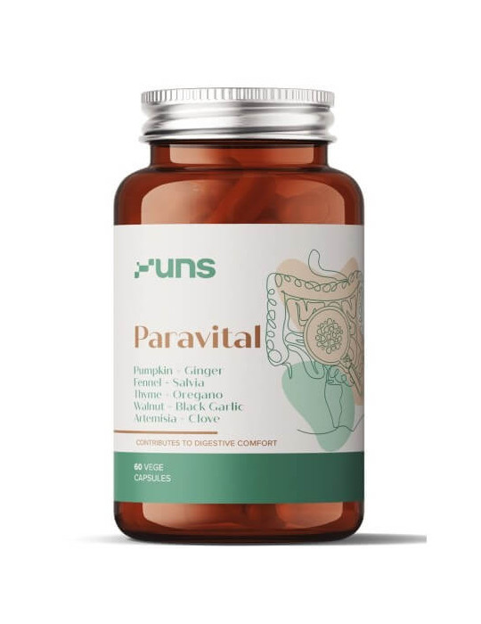 Uns „Paravital“ ingveri ja apteegitilli ekstraktiga, 60 kapslit