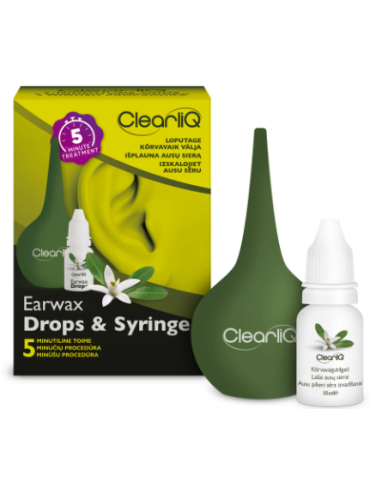 ClearliQ ear resin drops 10 ml and water syringe 35ml
