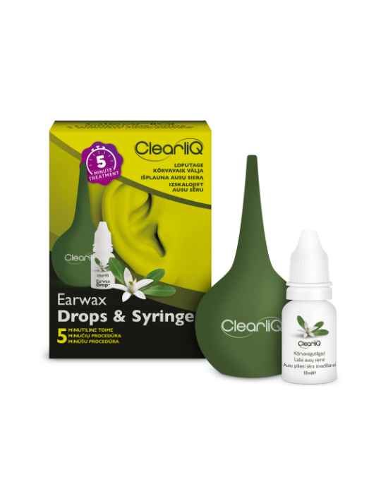 ClearliQ kõrvavaigutilgad 10 ml ja veesüstal 35ml