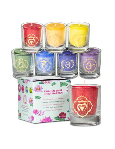 Yogi-Yogini  Set: 7 Scented votive Chakra candles