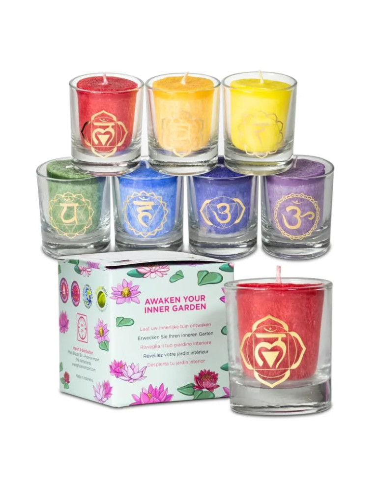 Yogi-Yogini  Set: 7 Scented votive Chakra candles
