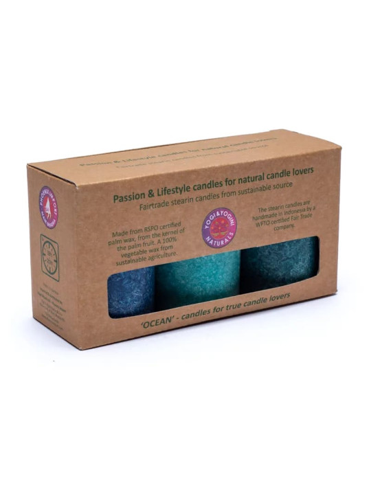 Yogi-Yogini palmivahast lõhnatud küünlad OOKEAN 3 tk. karbis