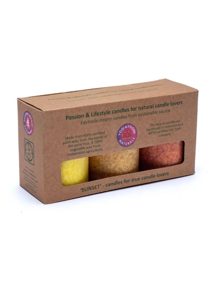 Yogi-Yogini Sustainable stearin candles 3 x SUNSET
