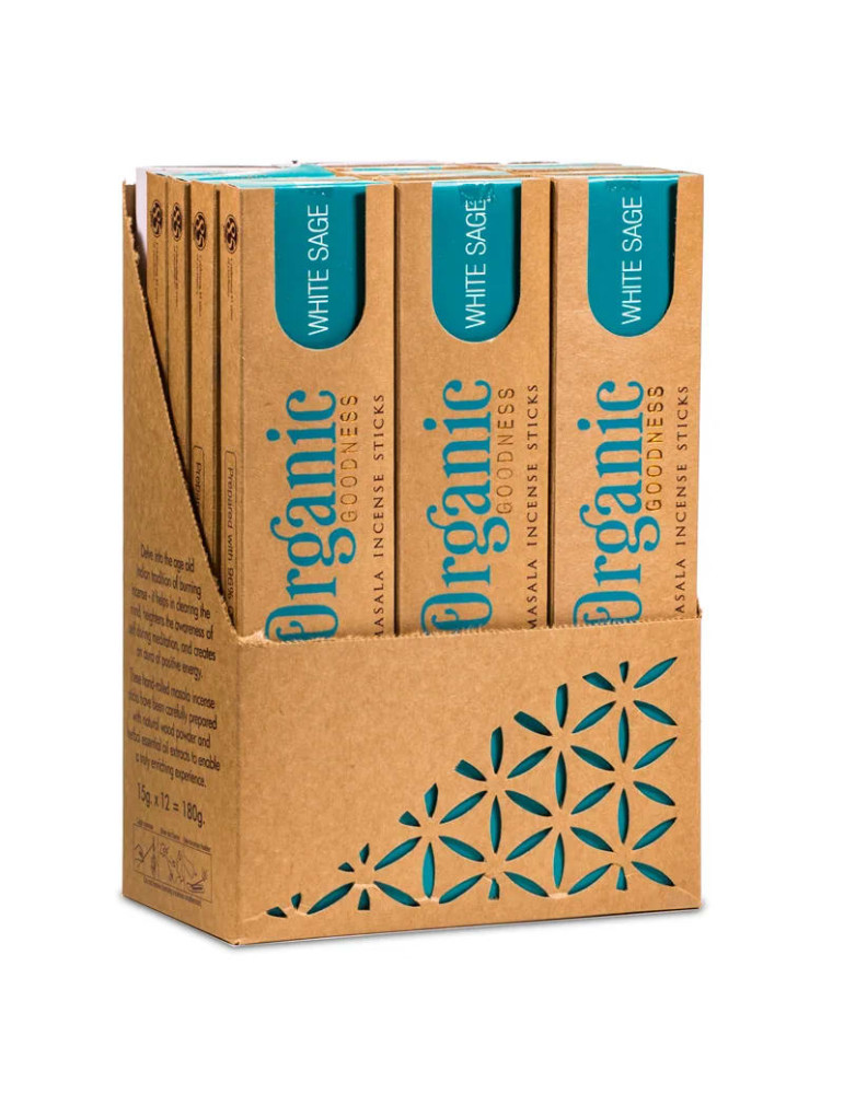 Organic WHITE SAGE incense sticks 12 pcs