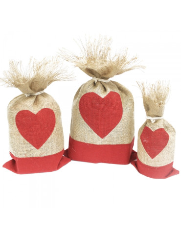 Jutest gift bag with a heart small 24x11cm