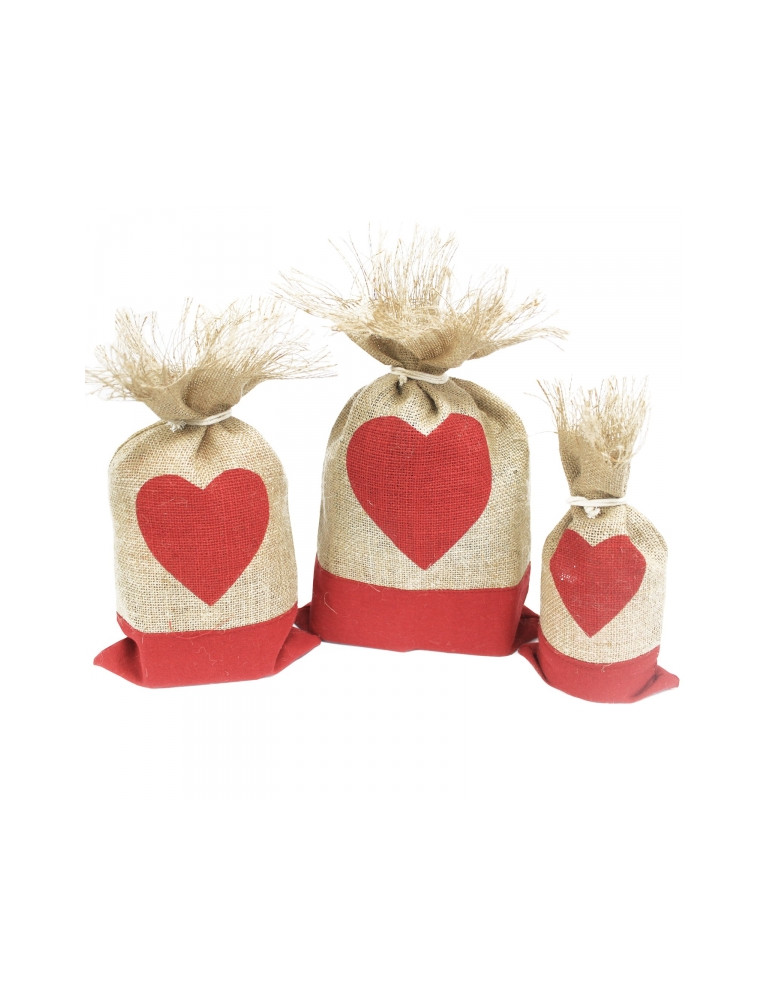 Jutest gift bag with a heart small 24x11cm