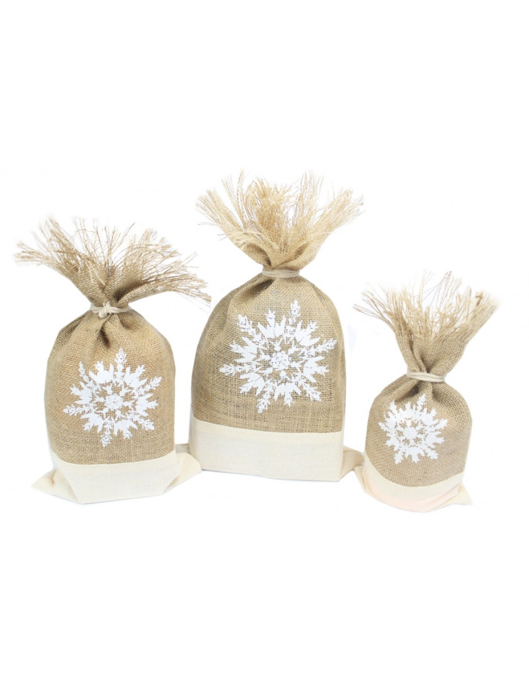 Snowflake yarn gift bag small 24x11cm